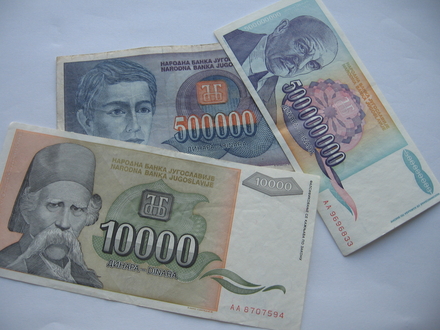 10.000, 500.000, 500.000.000 dinara 1993. (3 komada)