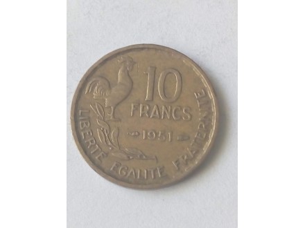 10 Francs 1951.godine - Francuska - Petao
