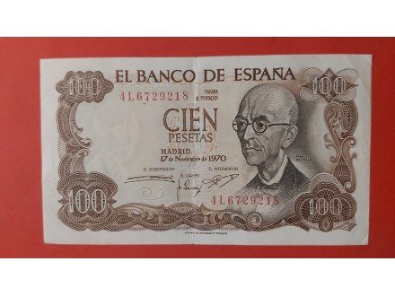 100 pesetas 1970 god Španija Vf