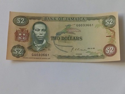 2 Dolara 1992.g - Jamajka - Ptica - ODLIČNA -