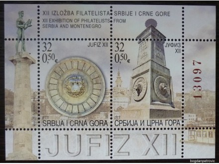 2004.SCG-JUFIZ XII u Beogradu-spomen blok-MNH