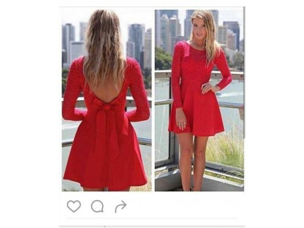 329) Crvena čipkana haljina VISE BOJA