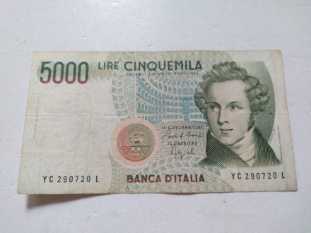 5000 LIRA Italija,    1985.