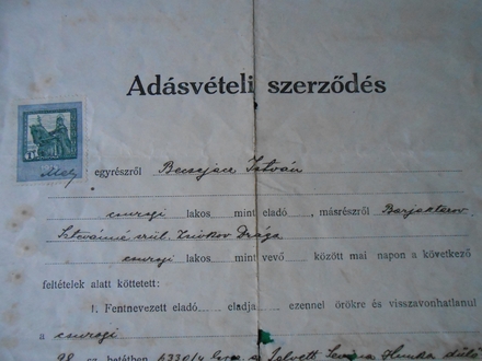 ADÁSVÉTELI SZERZŐDÉS-KUPOPRODAJNI UGOVOR-1917.g