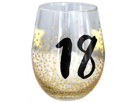 Čaša - Wine, Metallic Gold, 18th Birthday - Signography