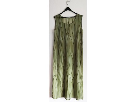 Duga unikatna haljina u zelenim tonovima vel. L Ako vol