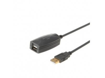 E-green Kabl sa pojačivačem USB A - USB A M/F 5m crni