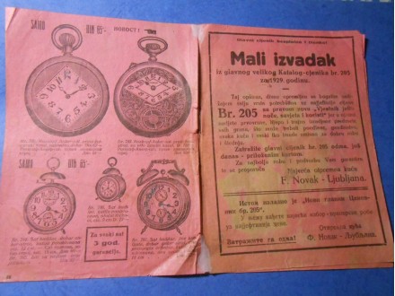 F.NOVAK LJubljana-Reklamni cjenik.Kraljevina Jugoslavij