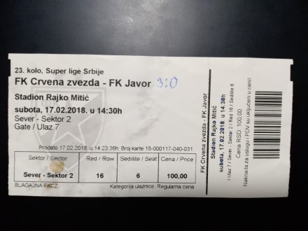 FUDBAL: CRVENA ZVEZDA - JAVOR 17.02.2018 - CELA