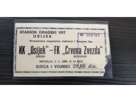 FUDBAL: OSIJEK - CRVENA ZVEZDA 04.03.1990