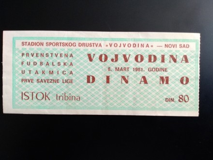 FUDBAL: VOJVODINA - DINAMO (Zagreb) 08.03.1981