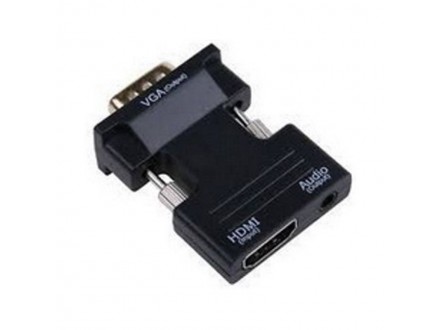 Fast Asia Adapter - konvertor HDMI (F) - VGA (M) plug in crni