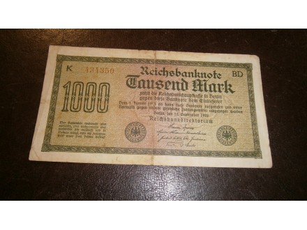 GERMANY 1000 MARK 1922 ( 6 )