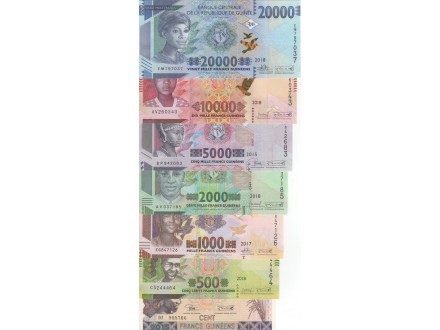 GUINEA kompletan set 7 novčanica 2018 UNC