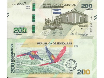 Honduras 200 lempiras 2021. UNC