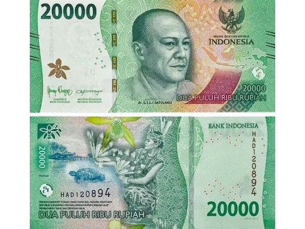 INDONESIA Indonezija 20.000 Rupiah 2022 UNC, New