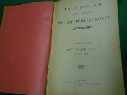 Indokolás polgári törvénykönyv IV. kötet-1902.