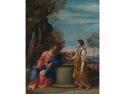 Jesus And the Woman From Samaria Follower Of Guido Reni