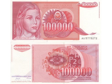 Jugoslavija 100.000 dinara 1989 UNC ST-122/P-97 AU seri