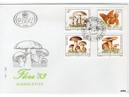 Jugoslavija, 1983, Flora - Jestive gljive, FDC