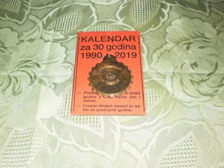 Kalendar za 30 godina 1990-2019