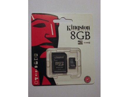 Kingston MicroSD 8 GB class 4 +SD adapter, novo!