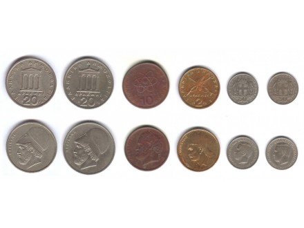 LOT od 20,10,2 drahme i 50 lepta (1966-76-82-92) Greece