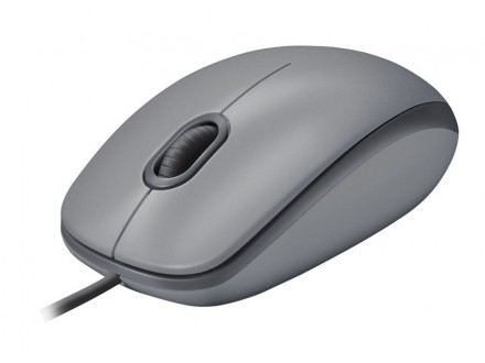 Logitech M110 Silent Optical Corded Mouse, Top Gray, New