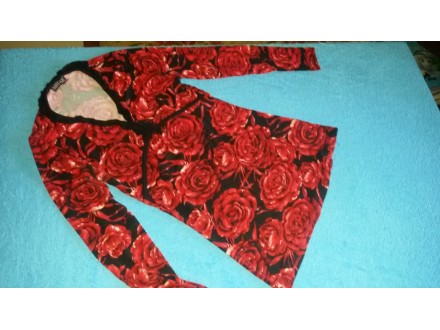 Majica dugih rukava floral print red roses