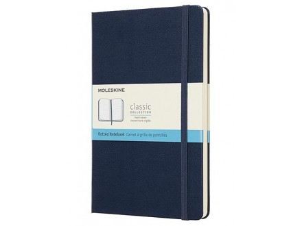 Moleskine Classic Dotted Paper Notebook, Hard Cover and Elastic Closure Journal, Colour Sapphire Blue - Moleskine
