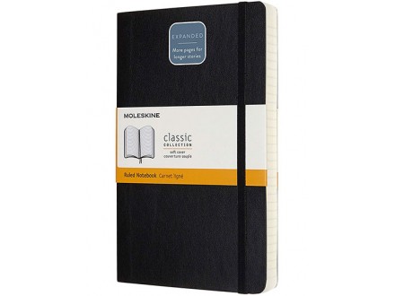 Moleskine - Classic Expanded Ruled Paper Notebook, Color Black - Moleskine