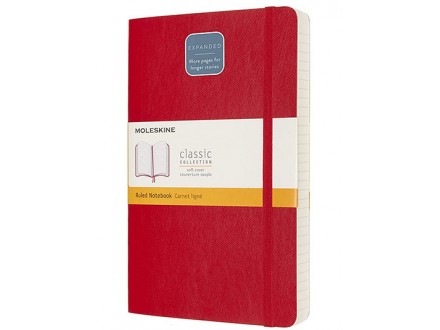 Moleskine - Classic Notebook Expanded, Soft Cover and Elastic Closure, Colour Scarlet Red - Moleskine