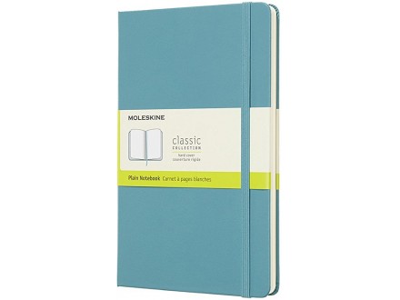 Moleskine Classic Notebook Large Plain Hard Cover Reef Blue - Moleskine