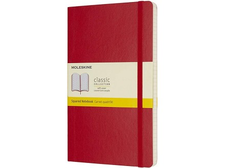 Moleskine Scarlet Red Large Squared Notebook Soft - Moleskine