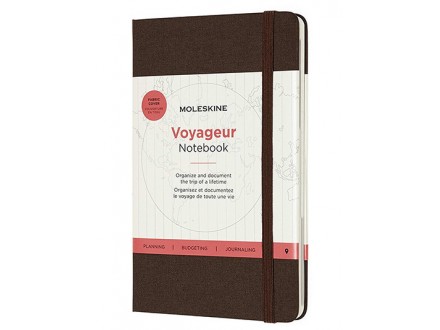 Moleskine Voyageur Notebook, Travel Notebook, Fabric Hard Cover with Elastic Closure, Coffee Brown Colour - Moleskine