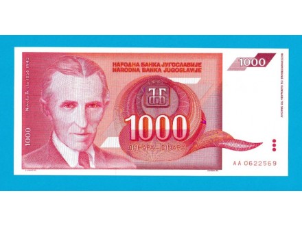 NBJ - 1000 DINARA 1992   -UNC-