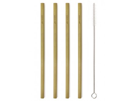 Natural Bamboo Straws, set 1/8 +Brush