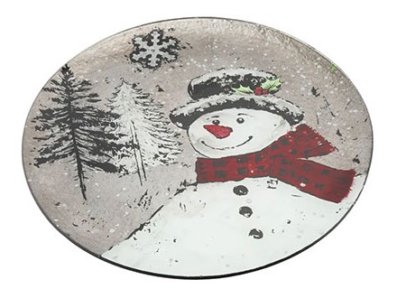 Novogodišnji tanjir - Snowman, L, Round