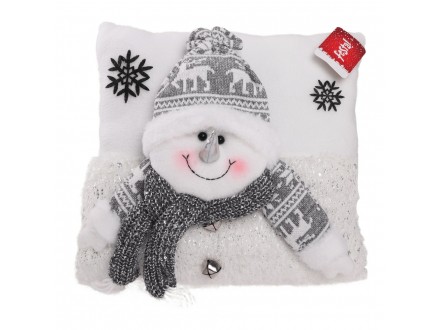 Novogodišnji ukrasni jastuk Sneško Belić beli