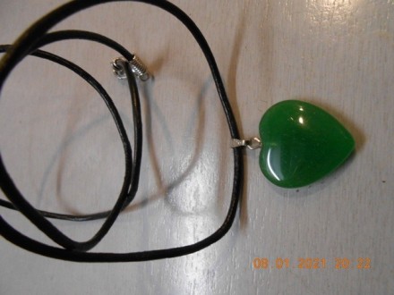 Ogrlica - Srce zeleni žad - poludragi kamen