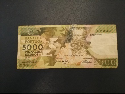 Portugal 5000 escudos 1991