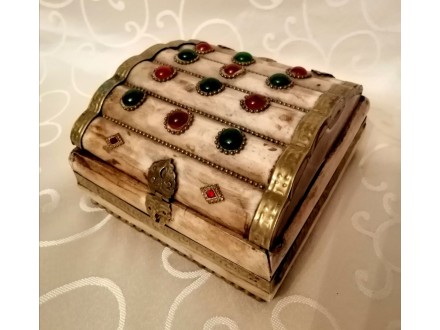 Prelepa stara orijentalna kutija za nakit od slonovače