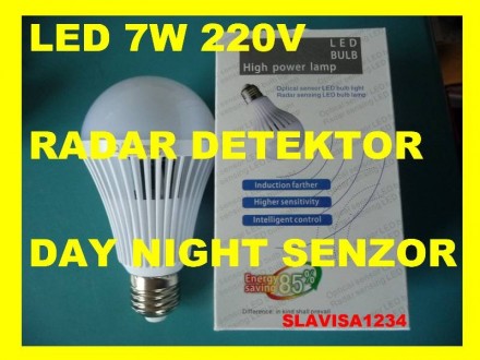 RADAR Detektor  LED Sijalica  7W  220V DAY-NIGHT Senzor