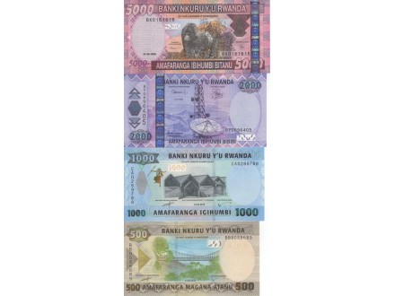 RWANDA 500, 1000, 2000 i 5000 Francs UNC