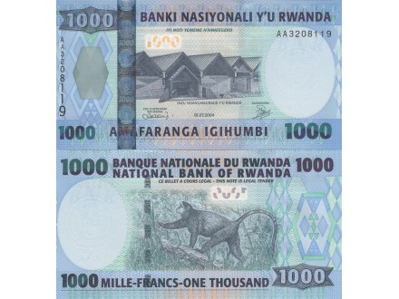 RWANDA Ruanda 1000 Francs 2004 UNC, P-31