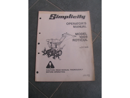 SIMPLICITI OPERATOR’S Model 1008 Roticul, USA 1977.