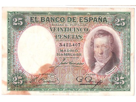 SPANIJA - 25 PESETA 1931