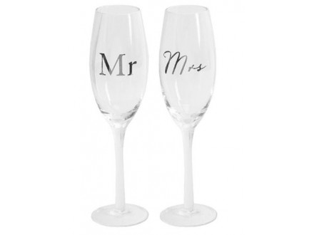 Set čaša za šampanjac - Mr &; Mrs - Amore