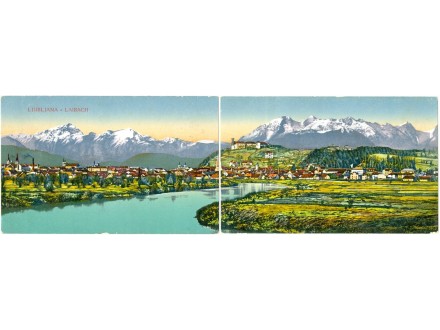 Slovenija - Ljubljana (Laibach) Panoramska iz dva dela