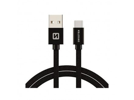 Swissten Data kabl tekstil USB na TIP C 1.2m crni